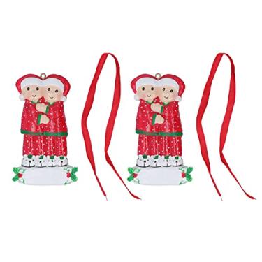 Imagem de Árvore de natal pingente resina esculpida pintados à mão ornamento de suspensão de natal para casa jardim escritório decoração 2 peças conjunto com corda vermelha (22-W252)