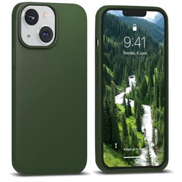 Imagem de IceSword Compatível com iPhone 13 Mini capa verde escura, capas de telefone de silicone ultrafina, à prova de choque, macia, 5,4 polegadas, verde alpino - verde escuro