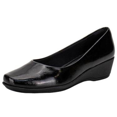 Imagem de Sapato feminino anabela piccadilly 143133, Verniz, Preto, 36