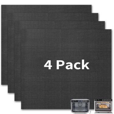 Imagem de GCQFZ 4 peças de forros de fritadeira a ar de fibra de vidro reutilizáveis para Ninja DT201 DT251 Foodi 10 em 1 Smart XL Air Fry Forno 27,5 x 31,5 cm tapete para fundo do forno 248 °C folhas de