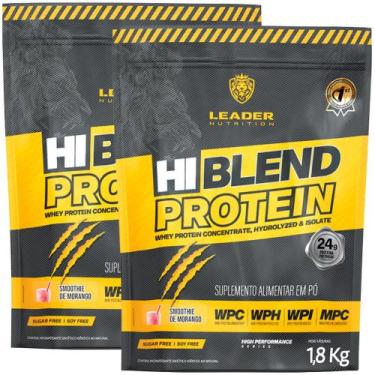 Imagem de 2x Whey Protein Hi-Blend 1,8kg Leader Nutrition - Smoothie de Morango