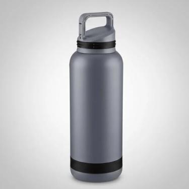 Imagem de Garrafa Térmica Inox 750ml com Alça Mosquetão – Isolamento 8h Quente / 12h Fria, Tampa Rosqueável com Silicone, Ideal para Academia e Viagens (Cinza)
