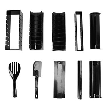 Imagem de Xcello Ferramenta de moldes de sushi, conjunto de 10 peças de moldes de sushi DIY com moldes de bola de arroz de sushi e máquina multifuncional para sushi caseiro