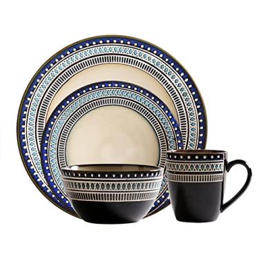 Imagem de Conjuntos de louça de porcelana – Conjunto de louça retrô, conjunto de jantar de cozinha, conjuntos de pratos e tigelas de cerâmica, seguro para lava-louças e micro-ondas, pratos de jantar, pratos de