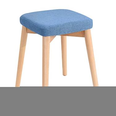 Imagem de Cadeira de jantar de madeira maciça Cadeira de maquiagem Cadeira para vestir, Moda Trocador de sapatos Cadeira quadrada Cadeira de estar Cadeira Tecido Pequeno Banco criativo