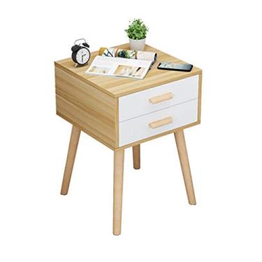 Imagem de Mesa lateral decorativa pequena mesa de centro mesa de cabeceira sofá pequena mesa lateral vem com 2 gavetas brancas para quarto, sala de estar, sofá