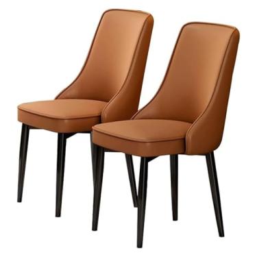 Imagem de ZYHSIJOBAS Cadeiras de jantar modernas para sala de jantar, cadeiras de jantar estofadas, conjunto de 2 cadeiras de couro PU à prova d'água com pés de aço carbono para sala de estar, quarto, cozinha