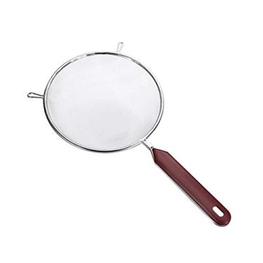 Imagem de Coadores de alimentos peneira de malha fina de aço inoxidável duplo com alça e gancho resistentes (tamanho: B) ()