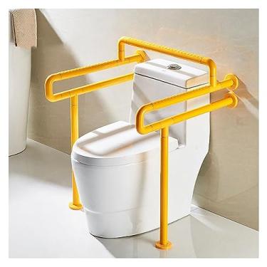 Imagem de Barra de apoio de vaso sanitário com corpo unitário antiderrapante para deficientes físicos para banheiro, barra de apoio com aderência texturizada, trilhos de segurança para vaso sanitário com perna