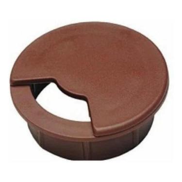 Imagem de Kit Com 3 Passa Fio Cabo Mesa Computador Ø 59mm Marrom - comercialoliv