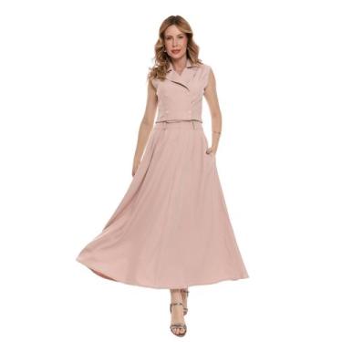 Imagem de Conjunto Feminino Elegante, Blazer sem Mangas e Saia Godê, Alfaiataria