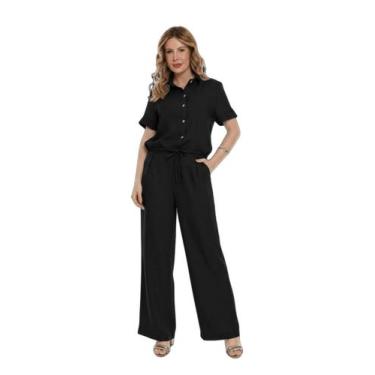 Imagem de Conjunto Feminino Casual Elegante em Duna Twill, Camisa e Calça Larga 