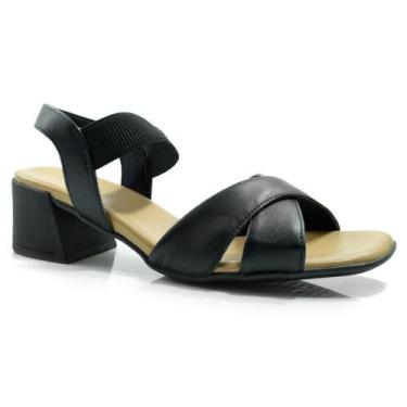 Imagem de Sandália de Couro e Salto Bloco Usaflex AL2002, Preto, 38