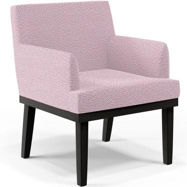 Imagem de Poltrona Decorativa Para Sala De Estar Base Preto Beatriz W01 Bouclê Rosê - Lyam Decor