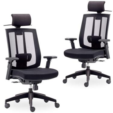 Imagem de Kit 02 Cadeiras de Escritório Giratória Presidente Executiva Song F02 Preto - Lyam Decor