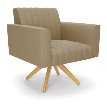 Imagem de Poltrona Giratória Viena Gomada Suede Marrom Rato Base de Madeira MA30 - D'Rossi