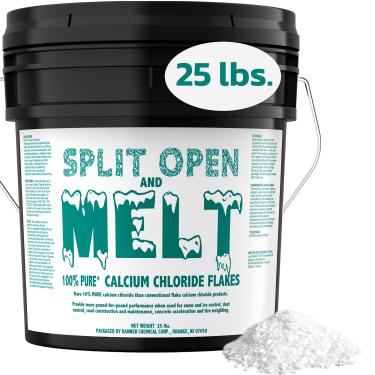 Imagem de Split Open and Melt Derretimento de gelo para derreter gelo e neve - Flocos de cloreto de cálcio para controle de neve e gelo (11,3 kg)