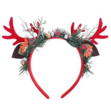 Imagem de jojofuny Faixa de Cabelo Com Chifres de Veado: Faixa de Cabeça Com Chifres de Rena, Acessório para Festa de Natal - Acessório Festivo para Fotos de Festas de Família
