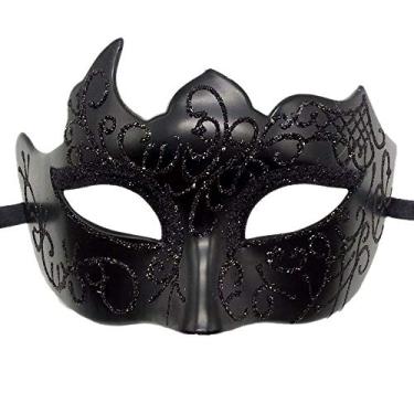 Imagem de Máscara Masculina Vintage Veneziana Cardi Gras Máscaras de Festa de Natal para o Dia das Bruxas, Preto, One Size