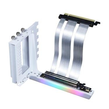 Imagem de GIGA-MEGA Cabo Riser PCIe X16 GEN5 com suporte vertical GPU PCIe 5.0 para futuro RTX5090 (suporte branco V3)