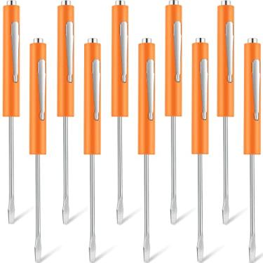 Imagem de 10 peças de chave de fenda de bolso mini tops e clipes de bolso, chave de fenda magnética de bolso com uma única cabeça de lâmina para mecânico, eletricista, técnicos de eletrônicos (laranja)