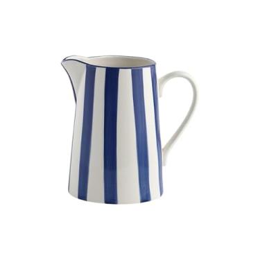 Imagem de Jarro Chaleira de água cerâmica azul 1,5 l com alça, jarra suco chá e leite, pote cozinha