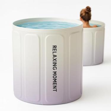 Imagem de Banheira Dobrável PVC Adulto Infantil Portátil Compacta Banho Relaxante Fácil Armazenar Branca