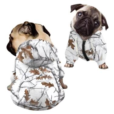 Imagem de Howilath Moletom com capuz branco camuflado para cães da floresta com bolso, agasalhos com zíper, roupas para animais de estimação, fantasias de cachorrinho com chapéu - P