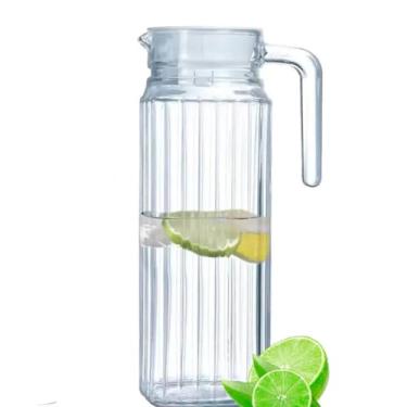 Imagem de Jarra De Vidro Com Tampa Suco Água Refrigerante Chá 1 Litro Resistente