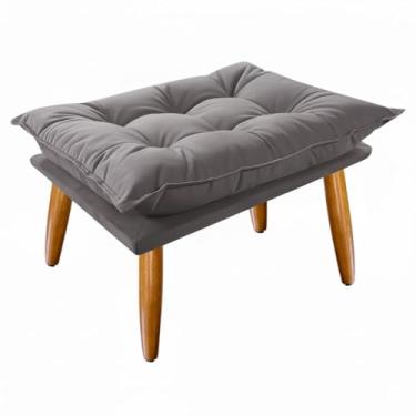 Imagem de Puff Retrô Retangular – Banqueta Estofada com Pés de Madeira para Sala, Quarto ou Hall (Kit 2 Unidades Opcional) (CINZA ESCURO)