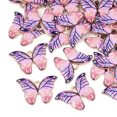 Imagem de 10 pingentes de borboleta de liga de liga esmaltada, pingentes de borboleta folheados a ouro, pingentes de inseto de metal para pulseiras, colares, brincos faça-você-mesmo para fazer joias