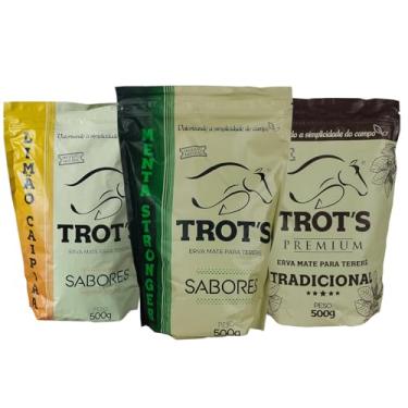 Imagem de Kit 3un Erva Mate Tereré Trot's Premium 500g 1 Limão Caipira 1 Menta Stronger 1 Tradicional