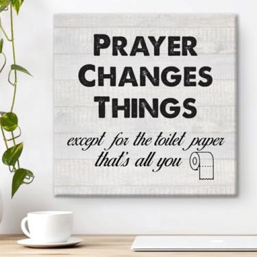 Imagem de Arte de parede de banheiro humor country impressão oração muda coisas exceto o papel higiênico pôster emoldurado decoração de parede para casa 20 x 20 cm