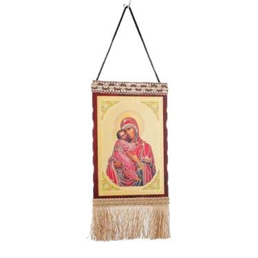 Imagem de COTTVOTT Ícone Ortodoxo Virgem Maria Madona e Cristo Jesus Pintura Arte de Parede Decoração Estética Católica Imagem para Sala de Estar Quarto