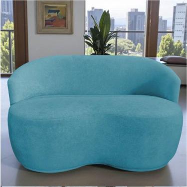 Imagem de Namoradeira Decorativa Beatriz Orgânica Veludo Azul Turquesa - Mazzero