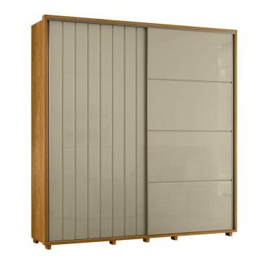 Imagem de Guarda-roupa Casal Monet Ripado 2 Portas De Correr 4 Gavetas - 7 Decor Cumaru E Opala