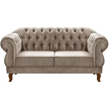 Imagem de Sofá Chesterfield 2 Lugares Duquesa Vintage Retrô Capitonê Veludo Capuccino