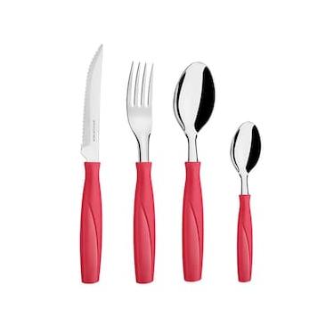Imagem de Faqueiro Brinox em Polipropileno e Aço Inox Itaparica Vermelho – 16 Peças