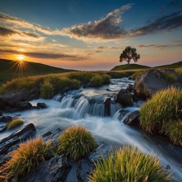 Imagem de Quadro Decorativo Natureza com Estampa de Rio e Árvores - Decoração Moderna e Elegante Tamanho 40x40cm