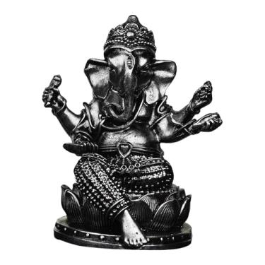 Imagem de IEUDNS Estátua do Senhor Ganesha, estatueta de Ganesha, ornamento artesanal, escultura religiosa de Buda para inauguração de casa, escritório, quarto ou, Preto 8.5x7x10.5cm