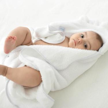 Imagem de TOALHA DE BANHO BEBÊ SUPER SECA 70 CM X 90 CM BABY JOY (branca)