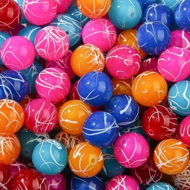 Imagem de CYEENUT Contas de acrílico de 20 mm, 180 peças, contas de chiclete de 20 mm, contas multicoloridas para caneta, bolsa, joias, colar, pulseiras (rosa e vermelho)