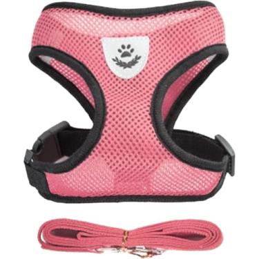 Imagem de Coleira Peitoral Anti Puxão c/Guia Tam M | Adestramento e Conforto para Filhotes e Raças Pequenas/Médias | Passeio Sem Estresse e Puxões (Rosa)