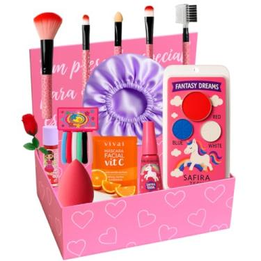 Imagem de Kit Maquiagem Infantil Rosa com Sombras Paleta Pincéis Estojo Presente Meninas
