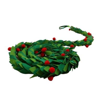 Imagem de IEUDNS Guirlanda de Natal em feltro com folhas e frutos silvestres, bandeirolas criativas para decoração natalina, ideal para fotos, lareira e paredes.