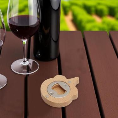 Imagem de Generic 1 Abridor de garrafas com cabeça de ursos impressa a cores ímã magnético madeira marrom claro 6 x 7,4 x 1,2 cm