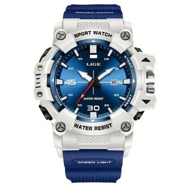 Imagem de Relógio LIGE Masculino Moderno Luminoso Analógico/Digita, Branco