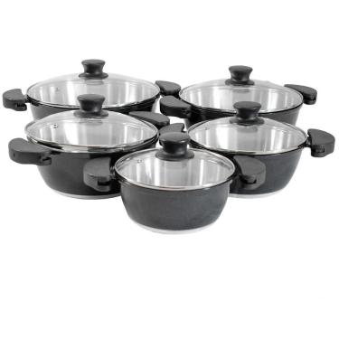 Imagem de Conjunto Panelas Alumínio Fundido Gulê 5 pç Tampa De Vidro