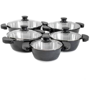 Imagem de Conjunto Panelas Alumínio Fundido Gulê 5 pç Tampa De Vidro