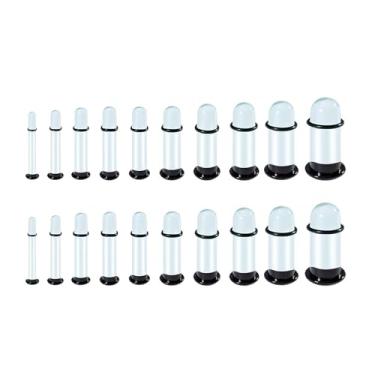 Imagem de QCWN Kit de alongamento de orelha de vidro com 20 peças, incrementos de 0,5 mm de 6 a 16 mm, confortável, sem dor, alargador de vidro, alargador, alargador, piercing corporal, joia para mulheres e